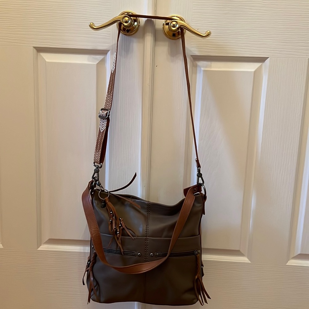 Ashland genuine vintage finish crossbody bag in slate color “THE SAK”